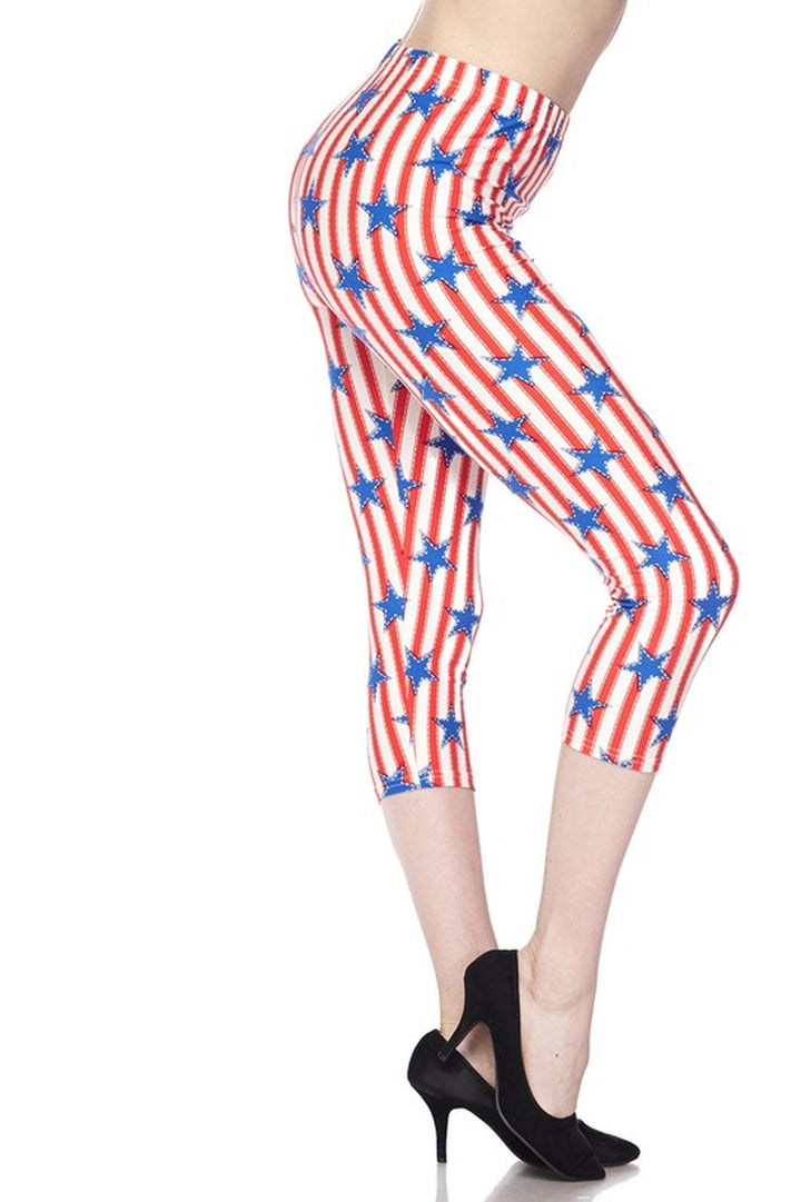 Buttery Soft Vertical Stars on Stripes Capris