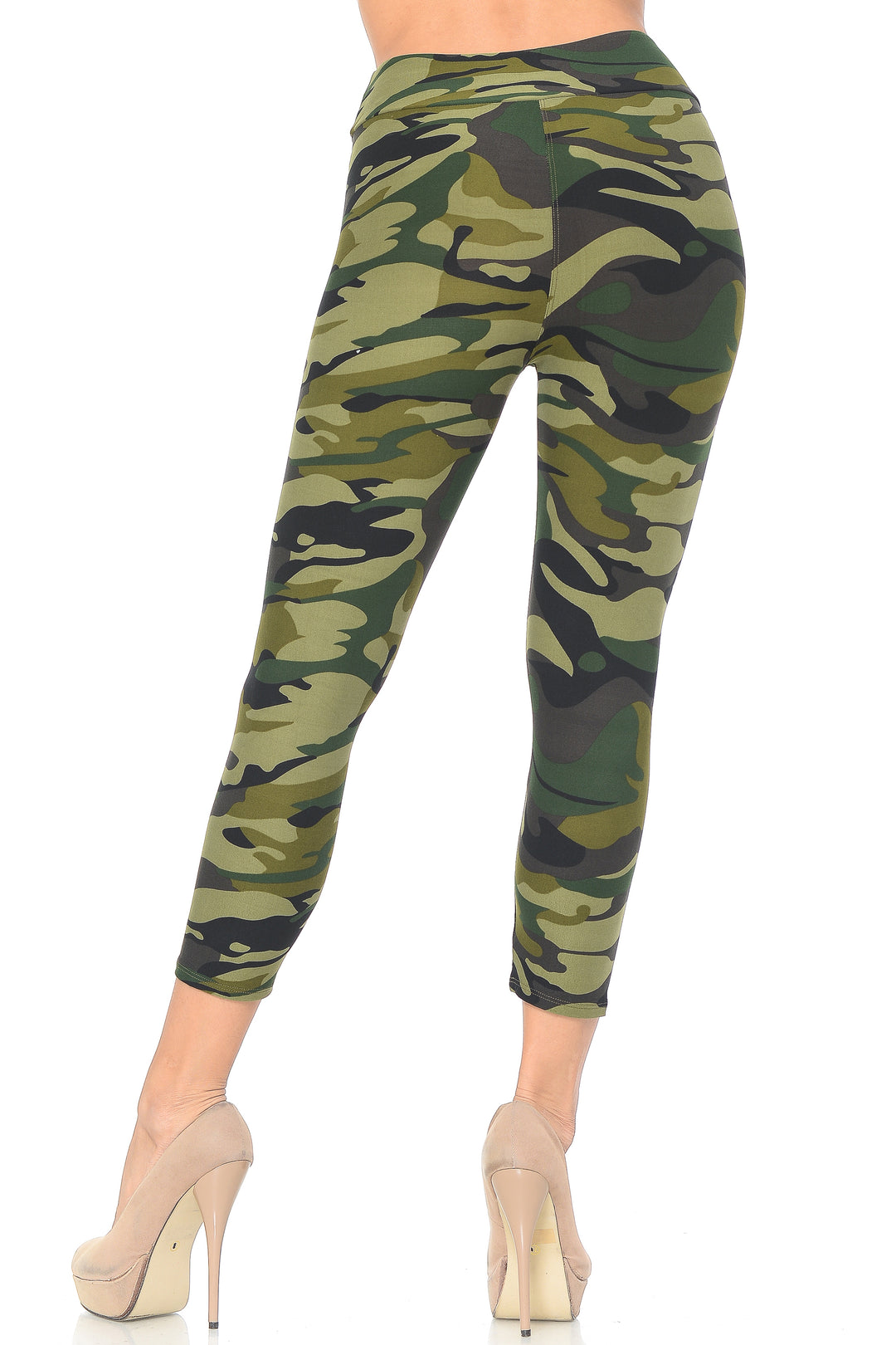 Buttery Smooth Green Camouflage High Waisted Capri - EEVEE