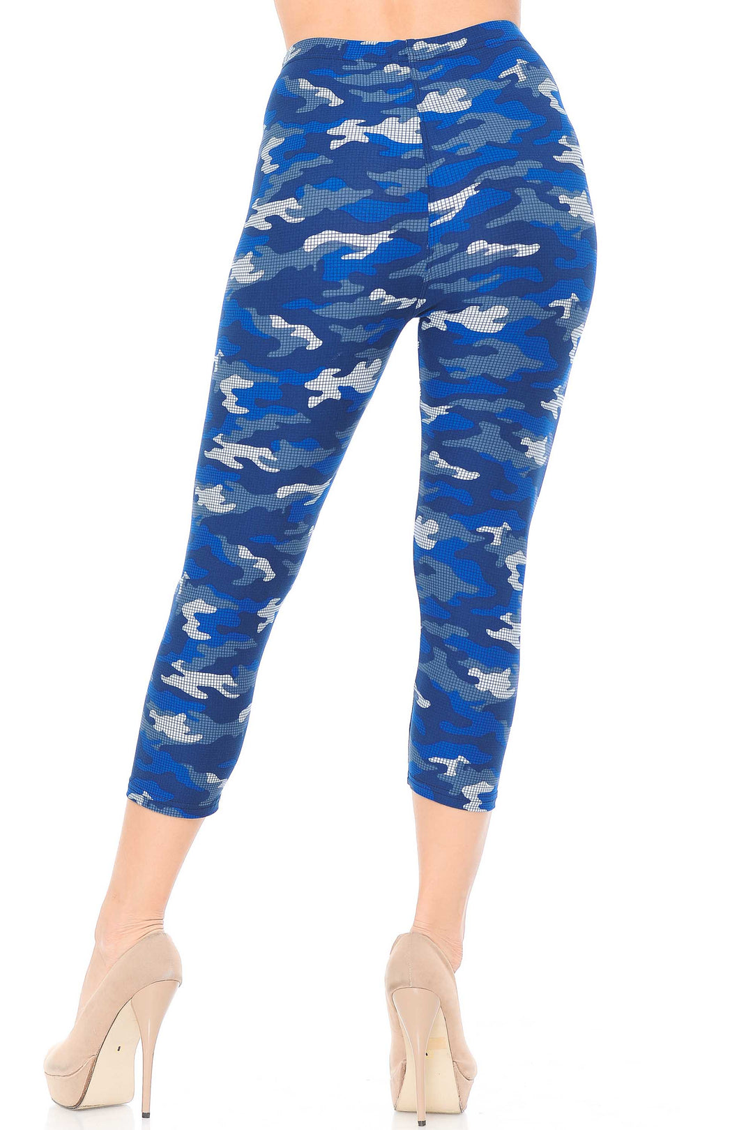 Buttery Smooth Blue Grid Camouflage Capris