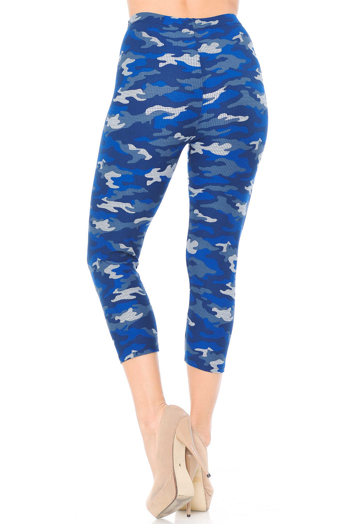 Buttery Smooth Blue Grid Camouflage Capris