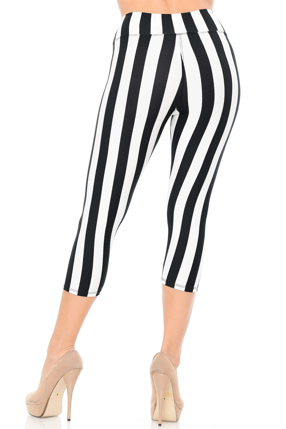 Buttery Smooth Vertical Wide Stripe High Waisted Capris - 3 Inches