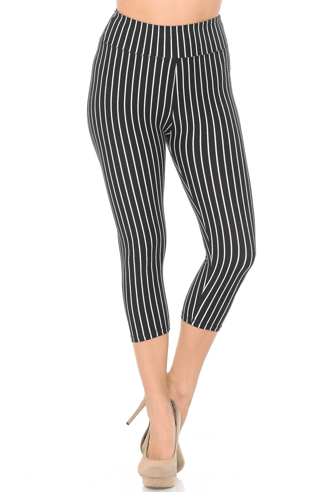 Buttery Smooth Pinstripe High Waisted Capris - 3 Inches