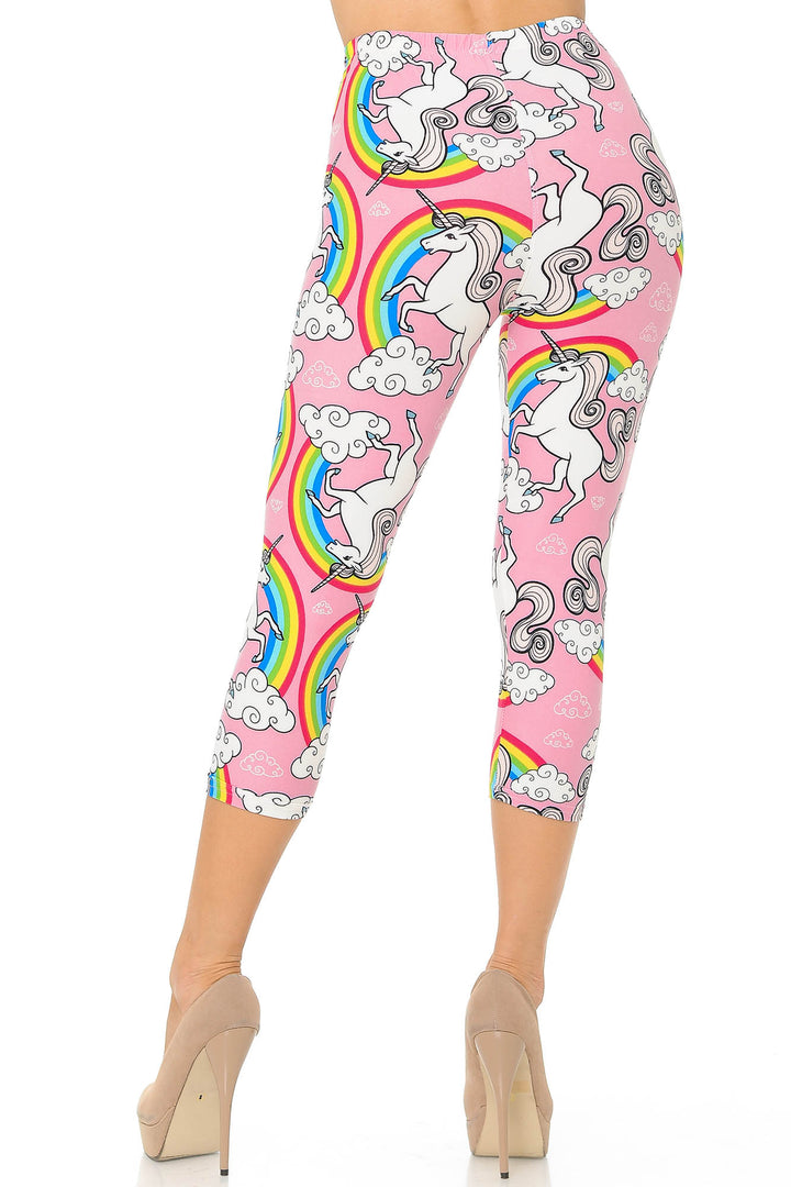 Buttery Smooth Pink Rainbow Unicorn Capris