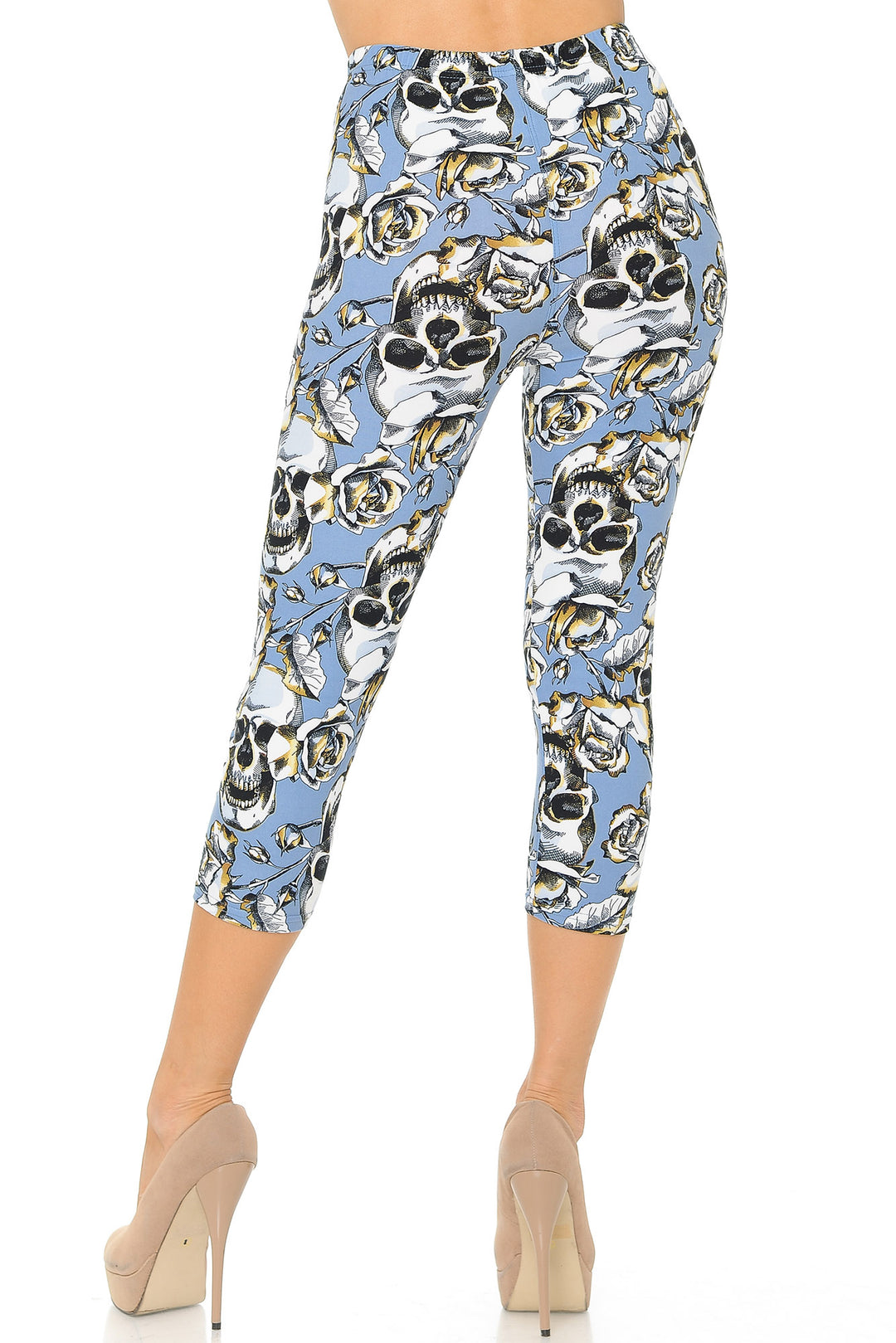 Buttery Smooth Charcoal Rose Sugar Skull Capris