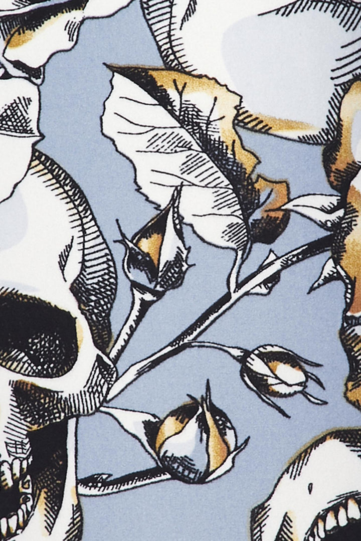 Buttery Smooth Charcoal Rose Sugar Skull Capris