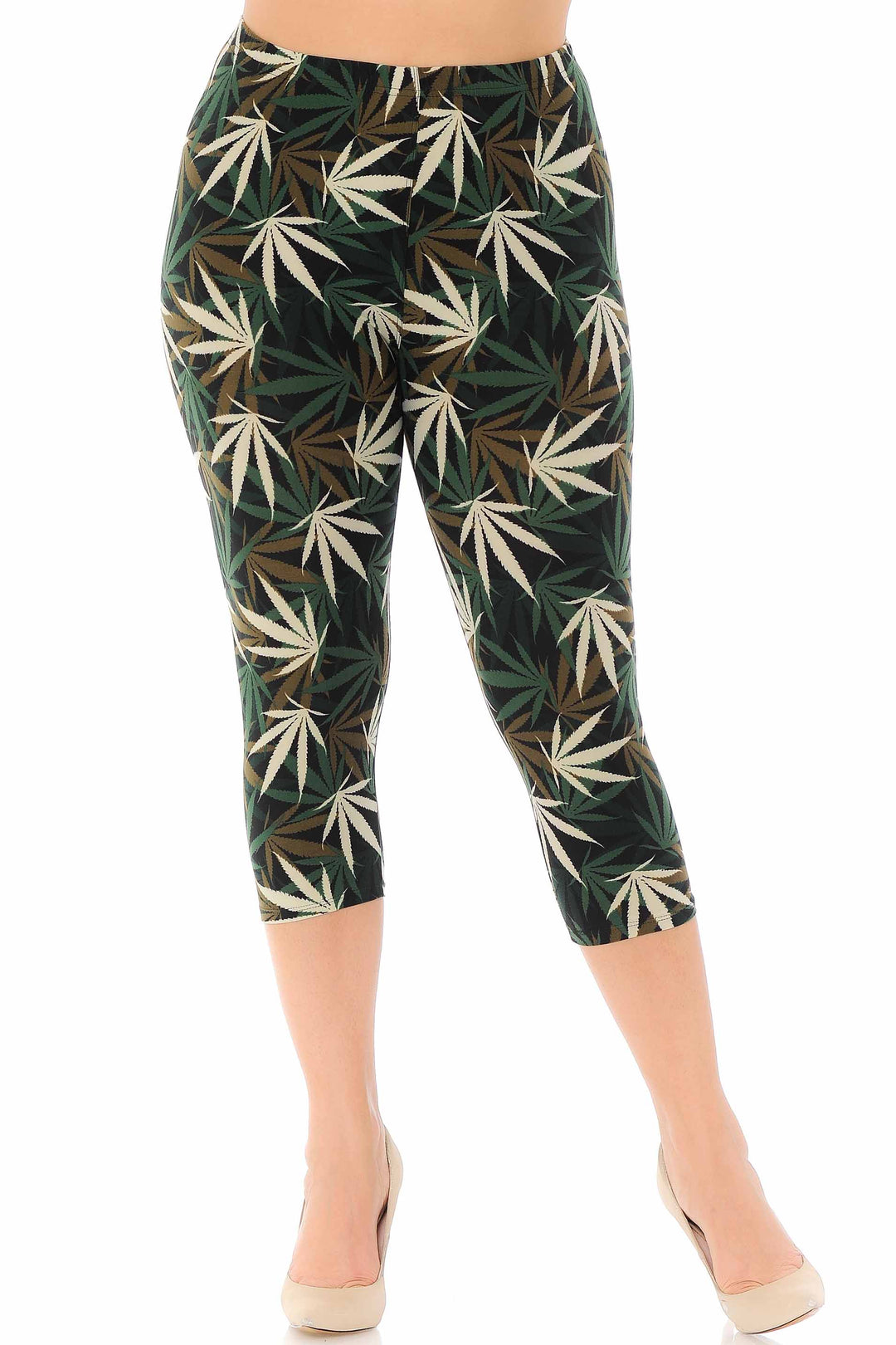 Buttery Smooth Earthen Marijuana Plus Size Capris