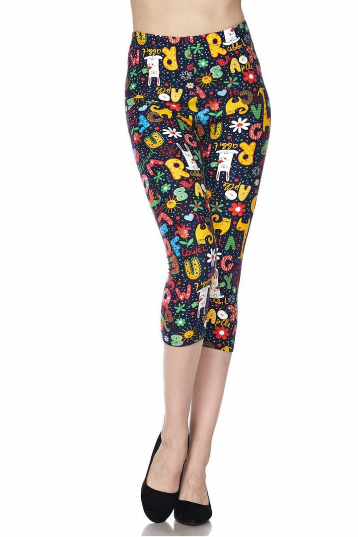 Buttery Smooth Animal Letters Plus Size Capris
