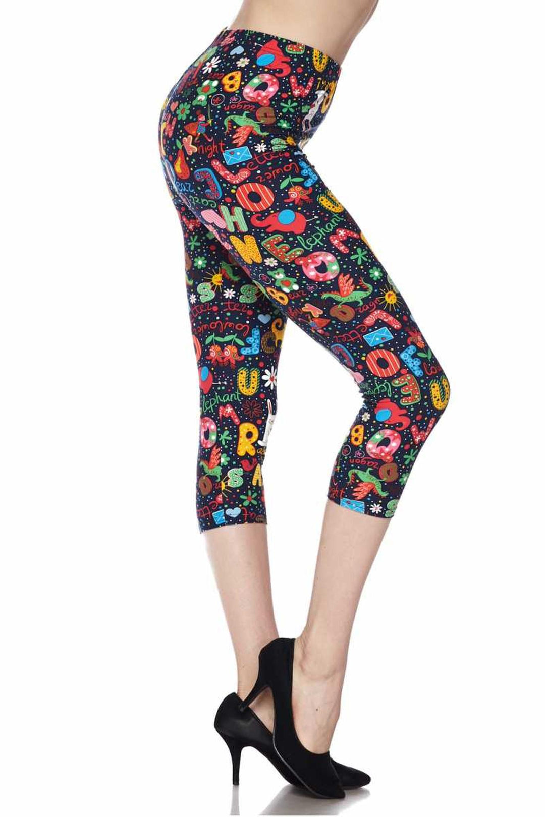 Buttery Smooth Animal Letters Plus Size Capris