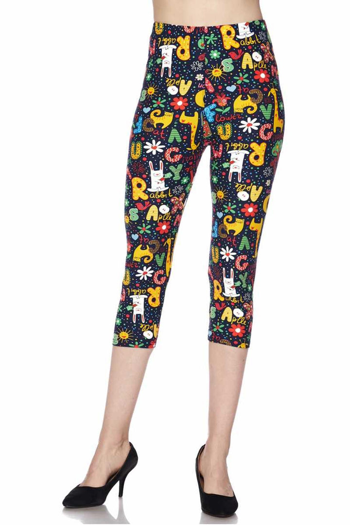 Buttery Smooth Animal Letters Plus Size Capris
