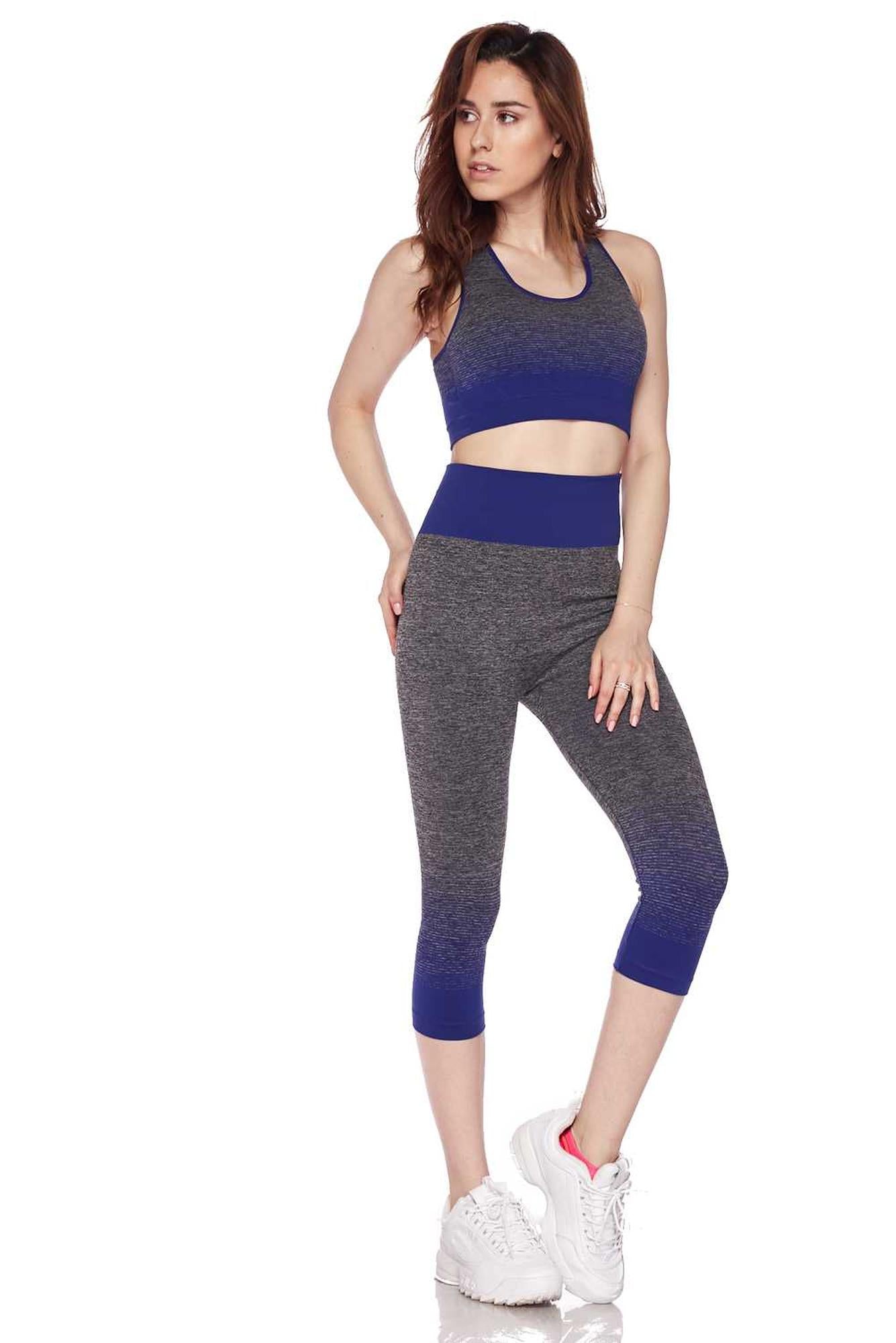 Premium 2 Color Ombre Sport Bra and Capri Set