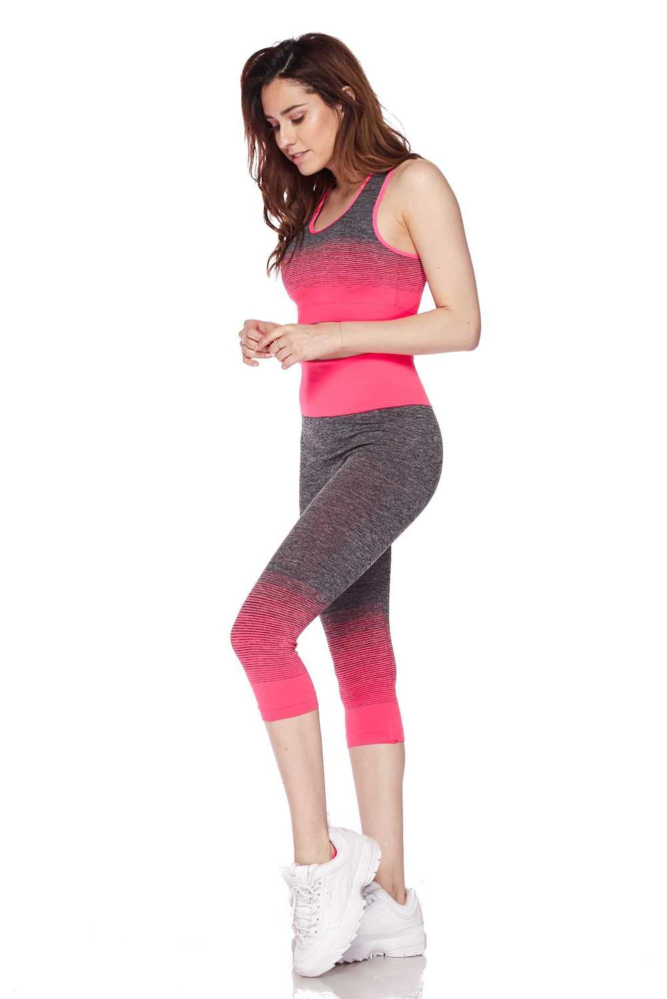 Premium 2 Color Ombre Sport Bra and Capri Set