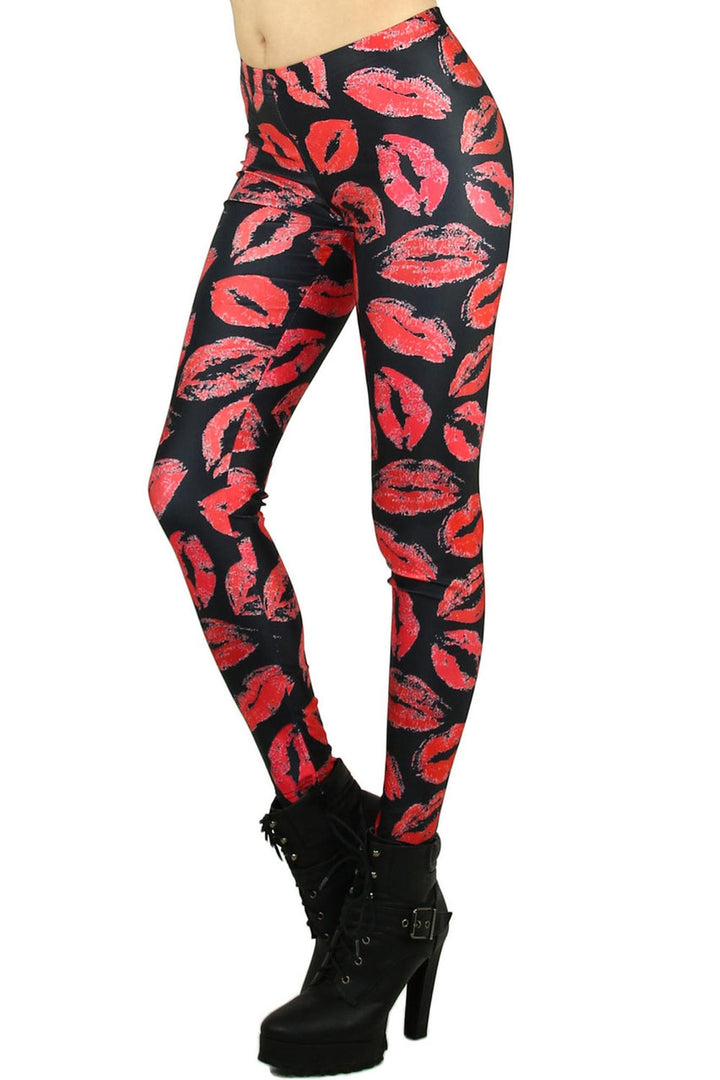 Graphic Printed Red Lips Leggings