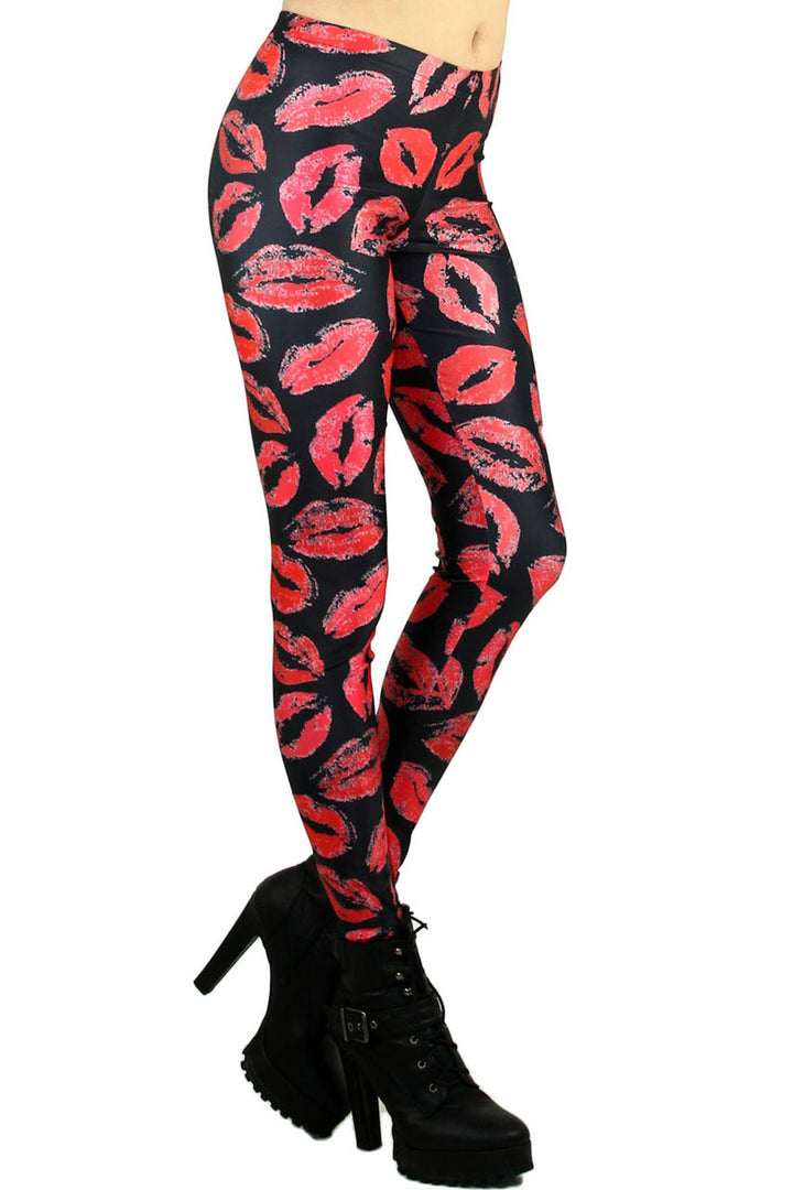 Graphic Printed Red Lips Leggings