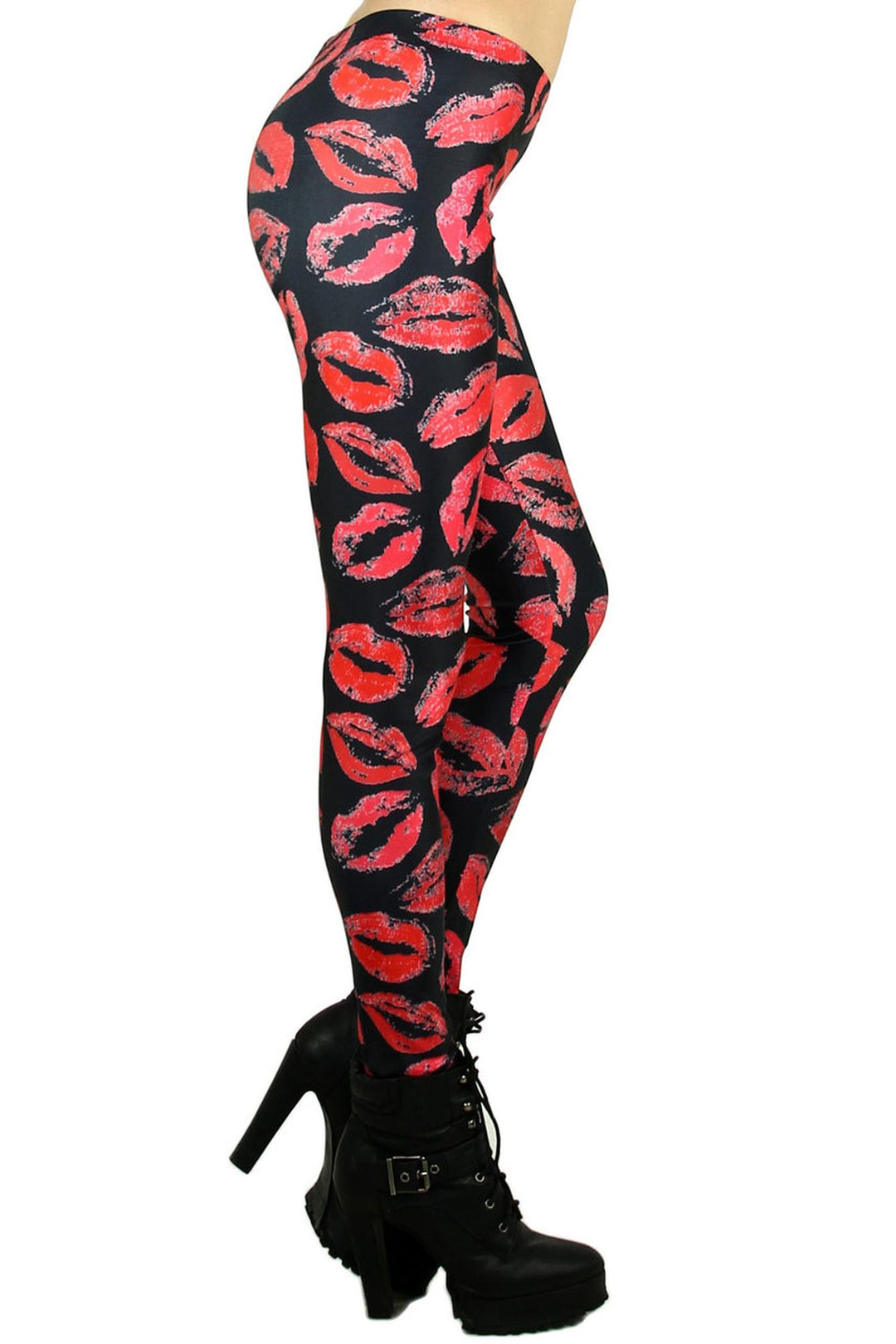 Graphic Printed Red Lips Leggings