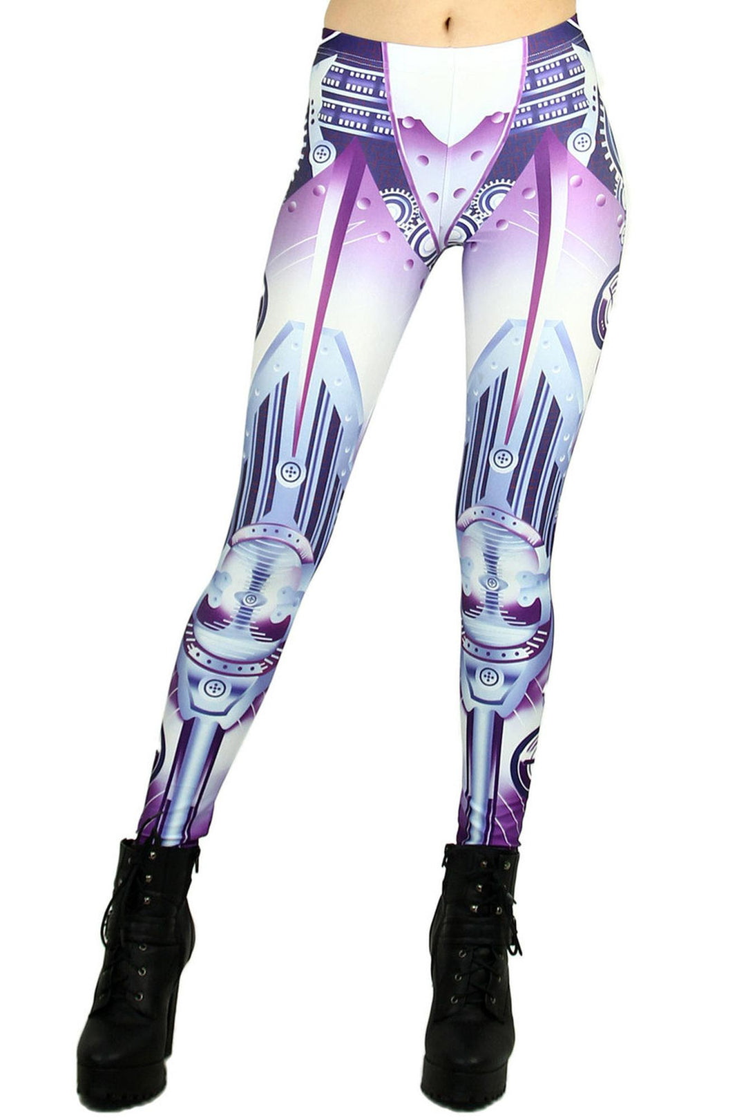 Graphic Print Cyber Mech Robot Leggings
