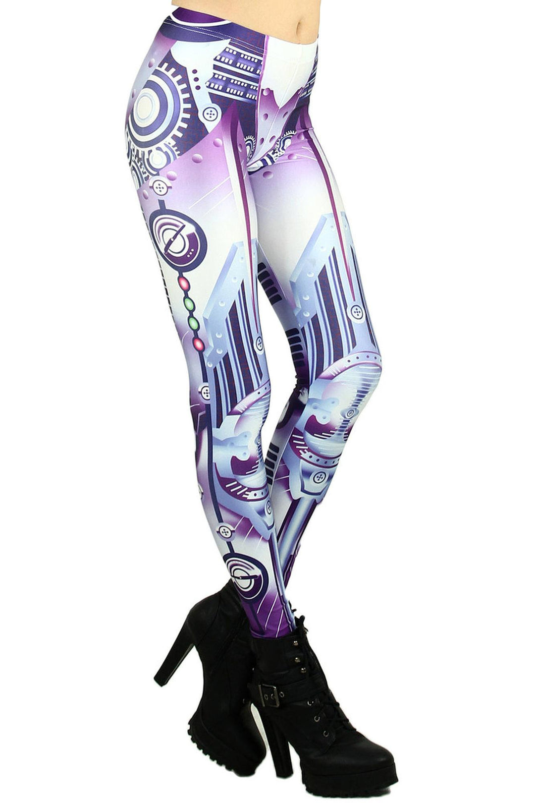 Graphic Print Cyber Mech Robot Leggings