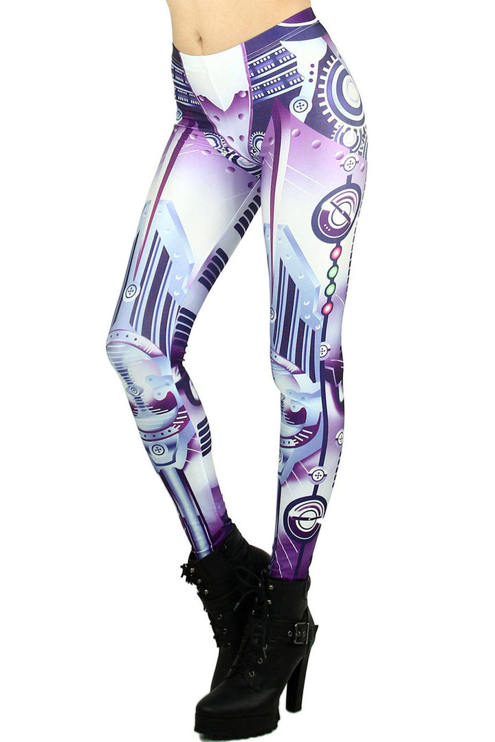 Graphic Print Cyber Mech Robot Leggings