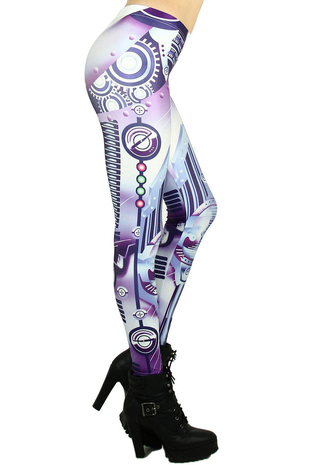 Graphic Print Cyber Mech Robot Leggings