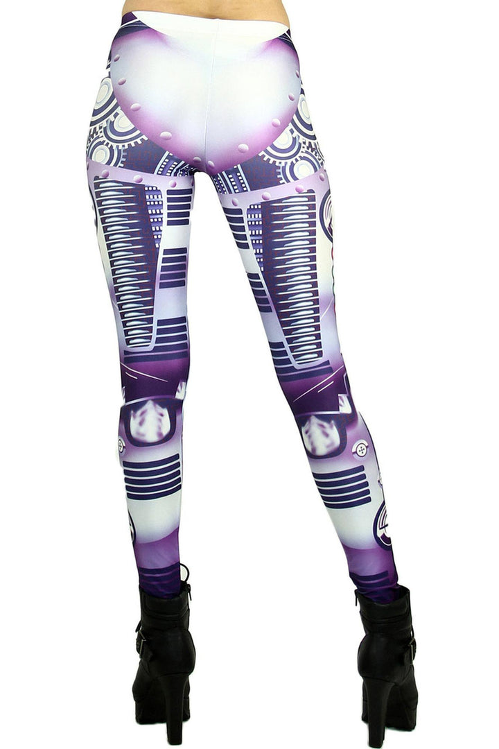 Graphic Print Cyber Mech Robot Leggings