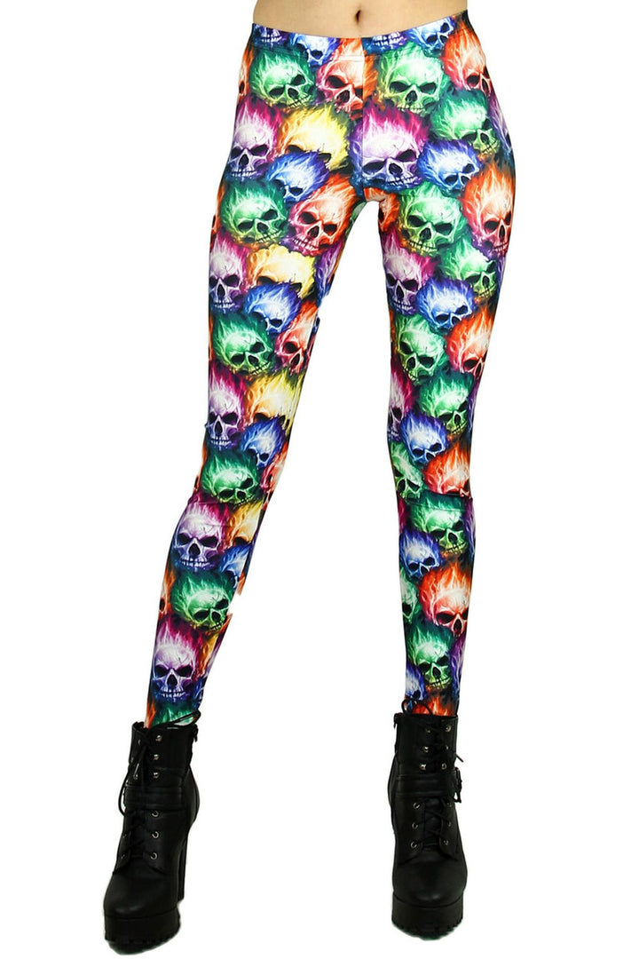 Premium Graphic Colorful Rage Skull Leggings