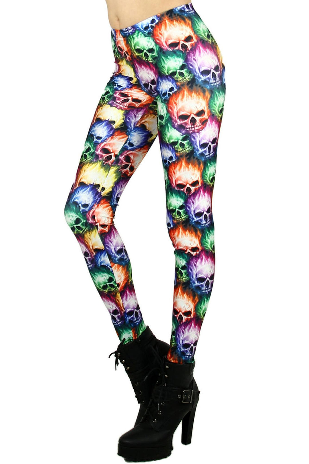 Premium Graphic Colorful Rage Skull Leggings