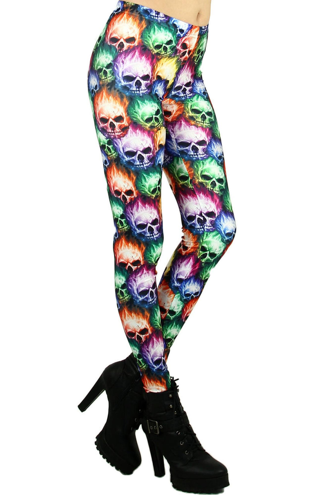 Premium Graphic Colorful Rage Skull Leggings