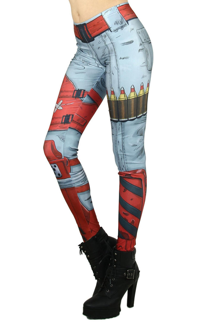 Graphic Print Comic Mercenary Leggings