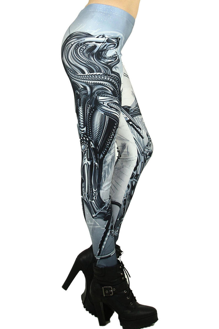 Graphic Printed Cyborg Lion Leggings