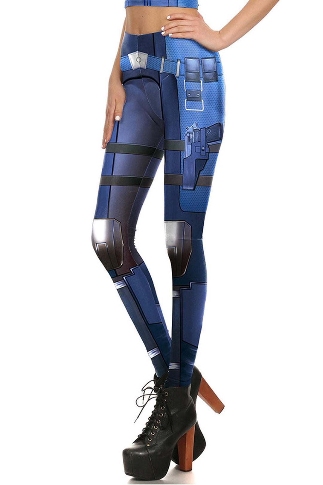 Premium Graphic Blue Cyber Armor Leggings 1