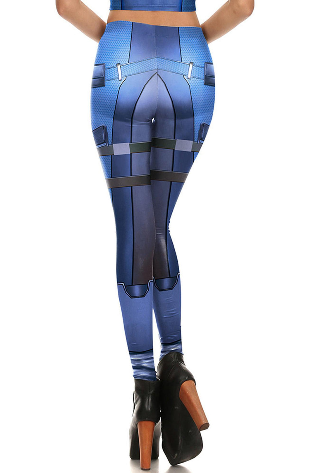 Premium Graphic Blue Cyber Armor Leggings 1