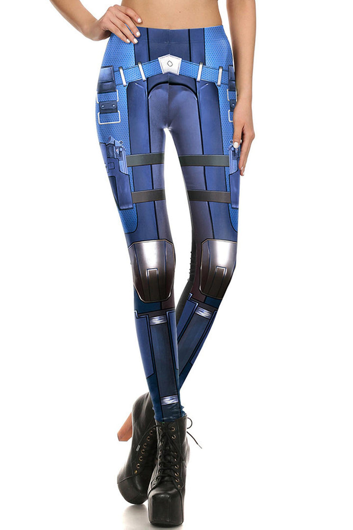 Premium Graphic Blue Cyber Armor Leggings 1