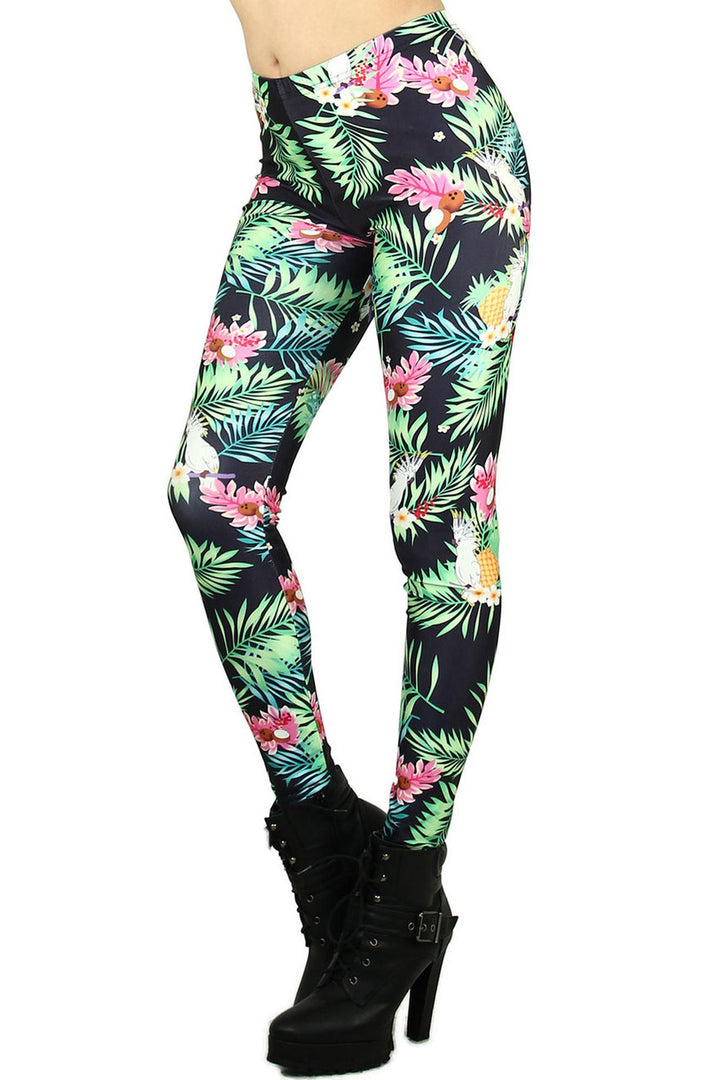 Graphic Tropical Palm Leaves Leggings
