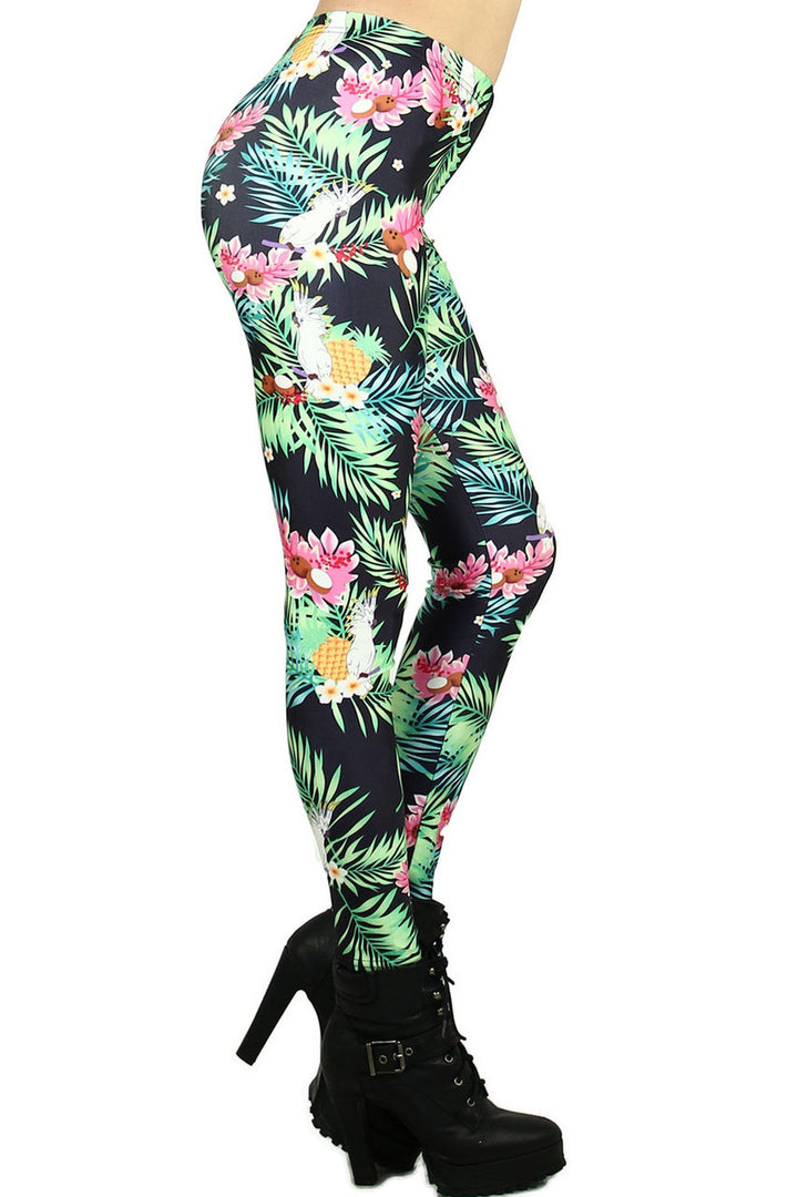 Graphic Tropical Palm Leaves Leggings
