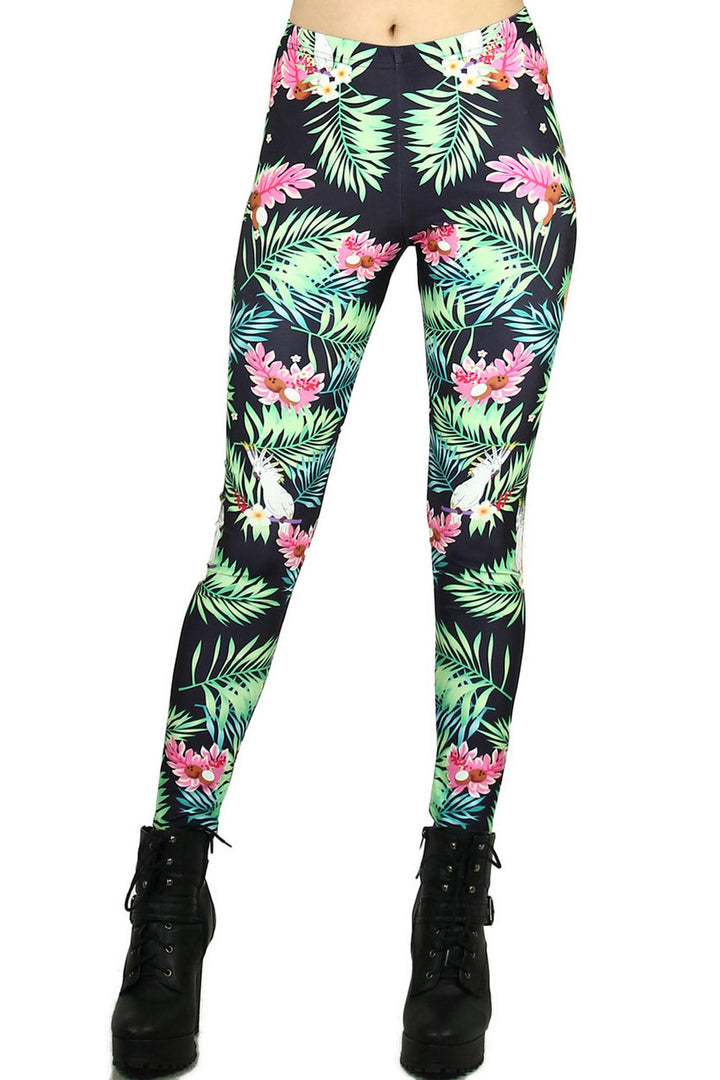 Graphic Tropical Palm Leaves Leggings