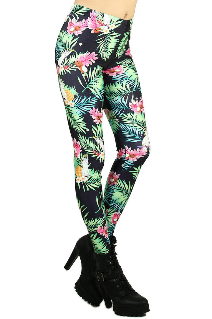 Graphic Tropical Palm Leaves Leggings