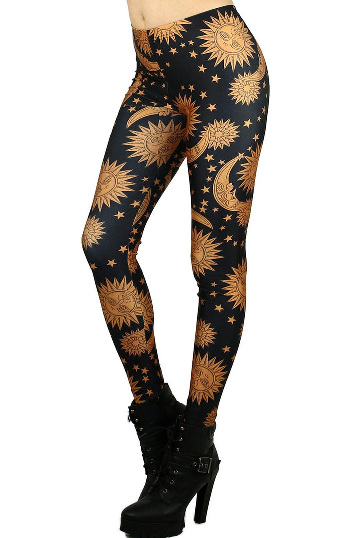 Graphic Sun Moon and Stars Leggings