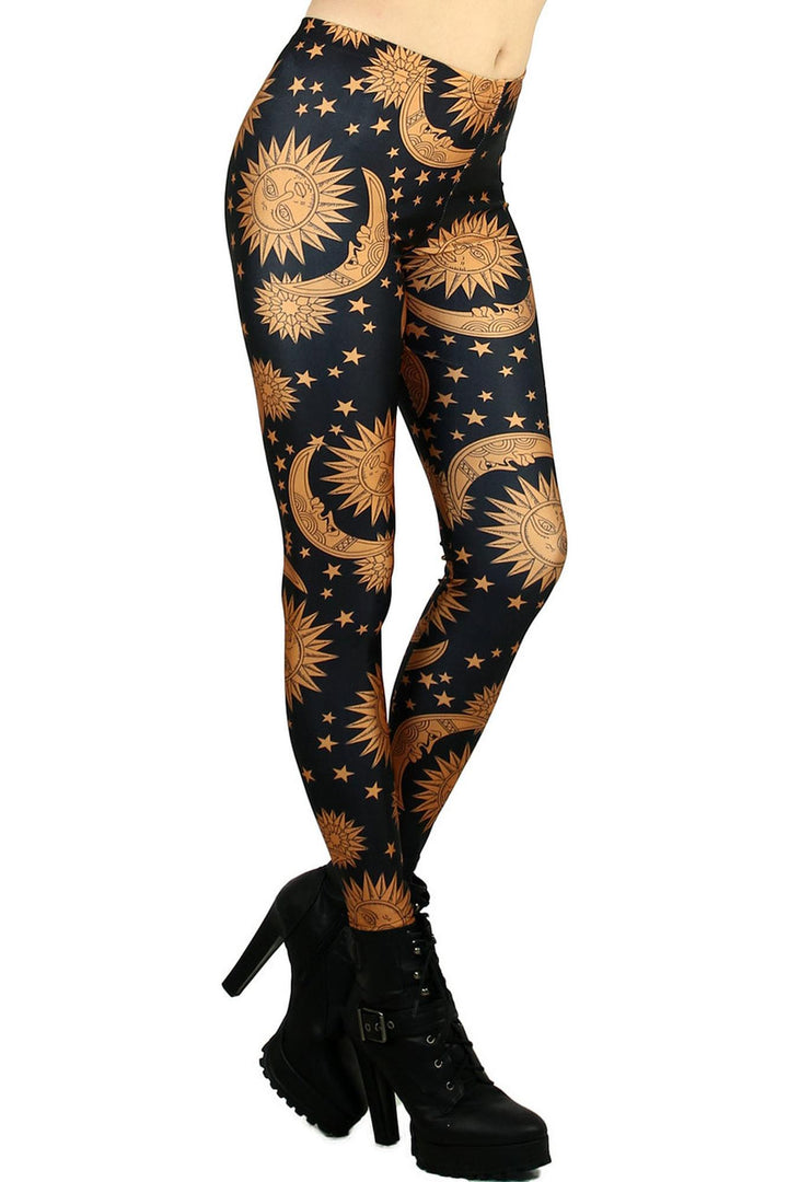 Graphic Sun Moon and Stars Leggings