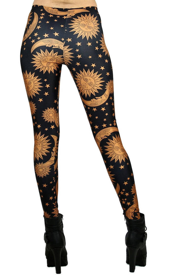 Graphic Sun Moon and Stars Leggings