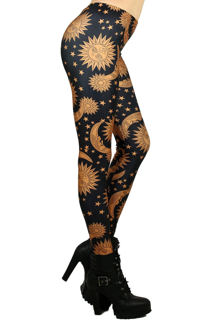 Graphic Sun Moon and Stars Leggings