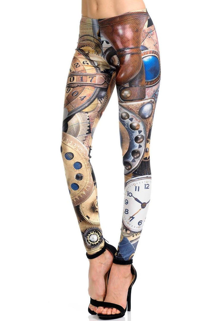Premium Graphic Print Precision Steampunk Leggings