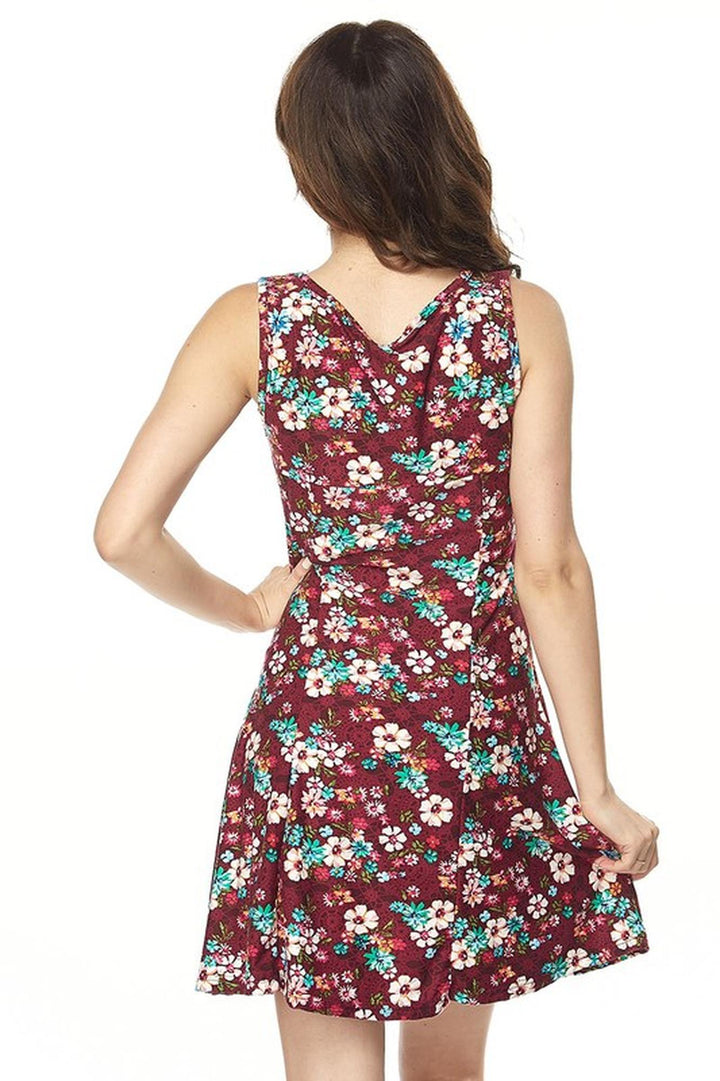 Buttery Soft Burgundy Daisy Fit and Flare Dress