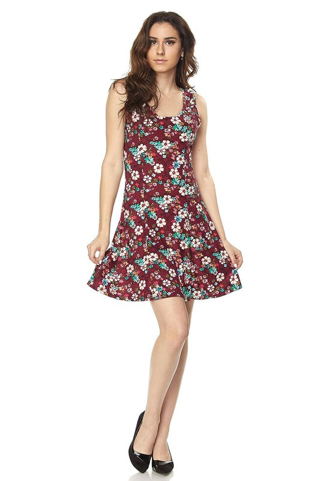 Buttery Soft Burgundy Daisy Fit and Flare Dress