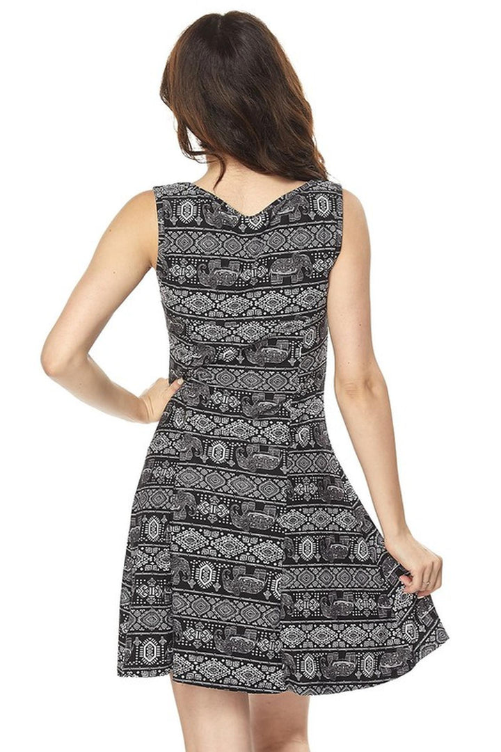 Buttery Soft Tribal Elephant Fit and Flare Dress