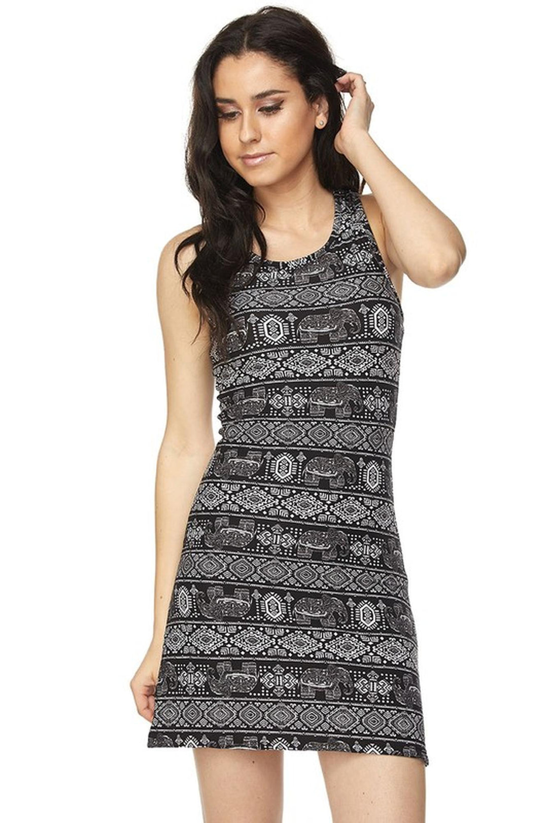 Buttery Soft Tribal Elephant Cross Back Dress
