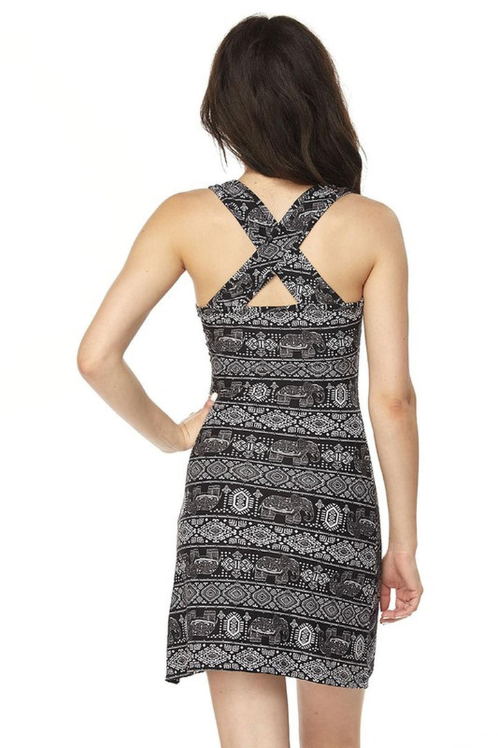 Buttery Soft Tribal Elephant Cross Back Dress