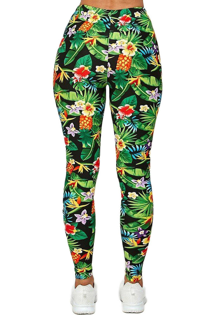 Buttery Smooth Tropicana Floral Extra Plus Size Leggings - 3X-5X