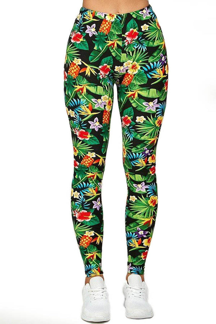Buttery Smooth Tropicana Floral Extra Plus Size Leggings - 3X-5X
