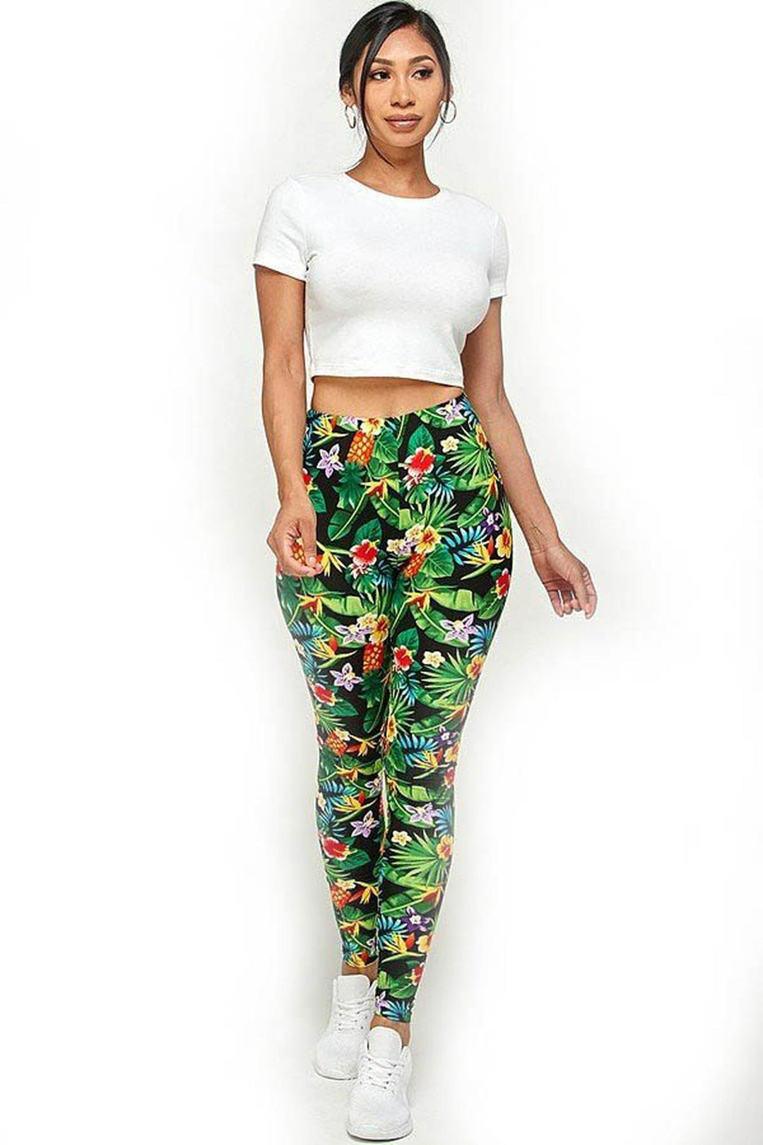 Buttery Smooth Tropicana Floral Extra Plus Size Leggings - 3X-5X