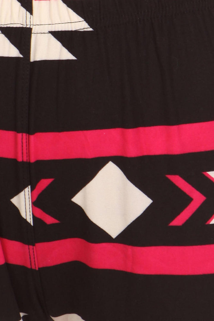 Buttery Smooth Magenta Aztec Tribal Extra Plus Size Leggings - 3X-5X