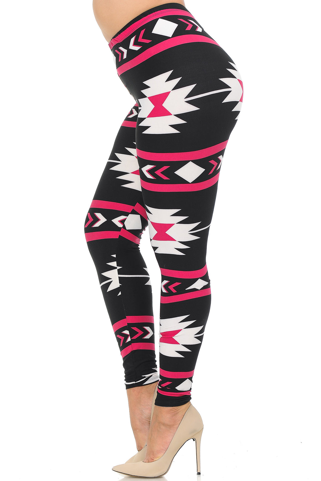 Buttery Smooth Magenta Aztec Tribal Extra Plus Size Leggings - 3X-5X